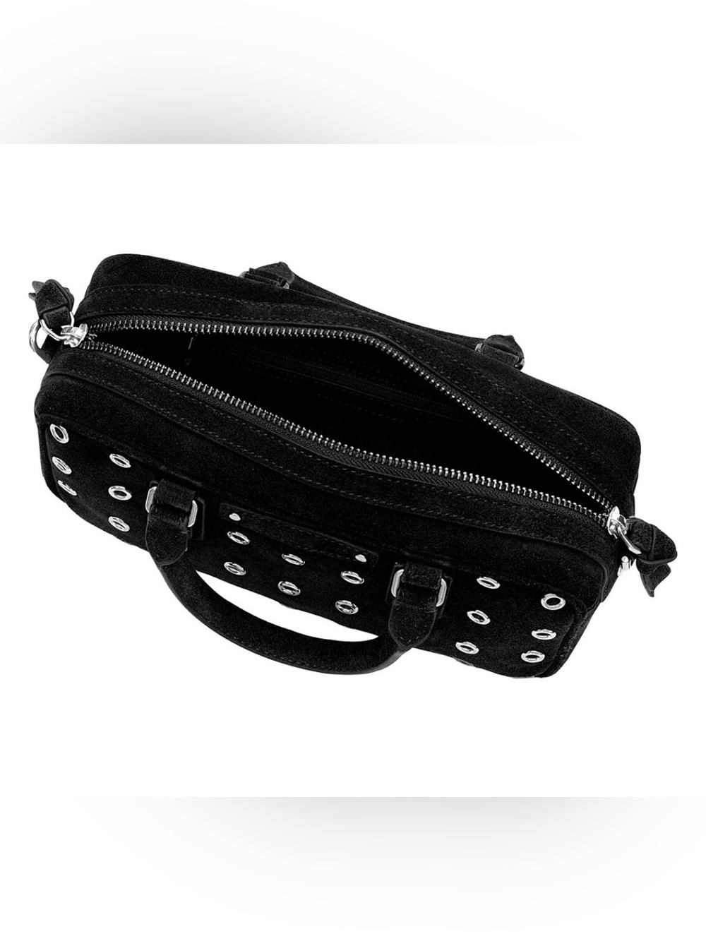 Rebecca Minkoff Black Suede Grommet Satchel - Picture 2 of 4
